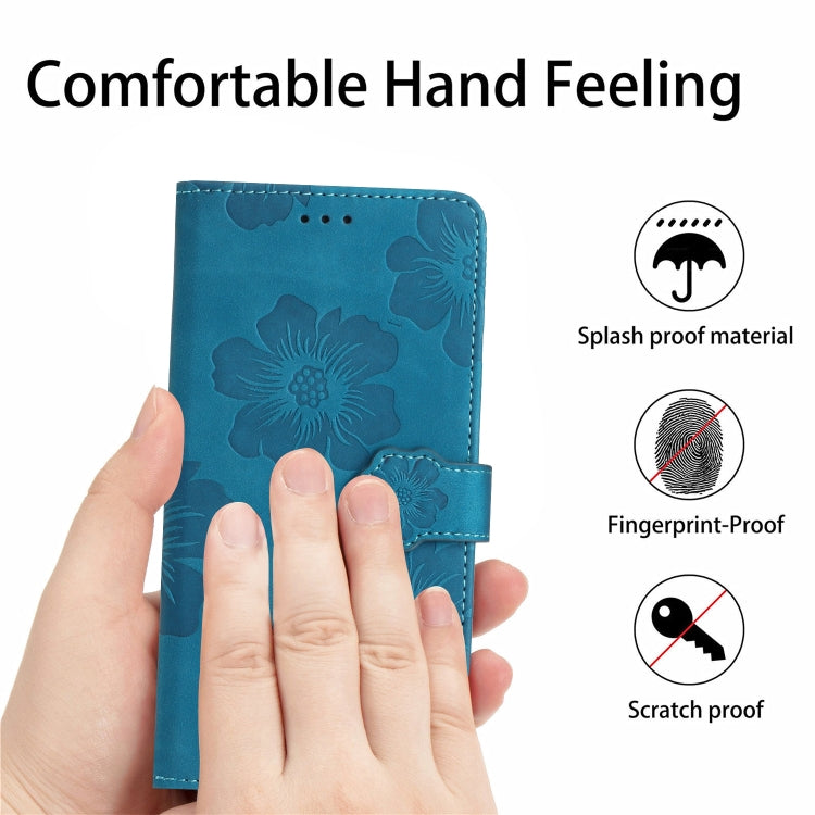For OPPO Find X5 Flower Embossing Pattern Leather Phone Case(Blue)