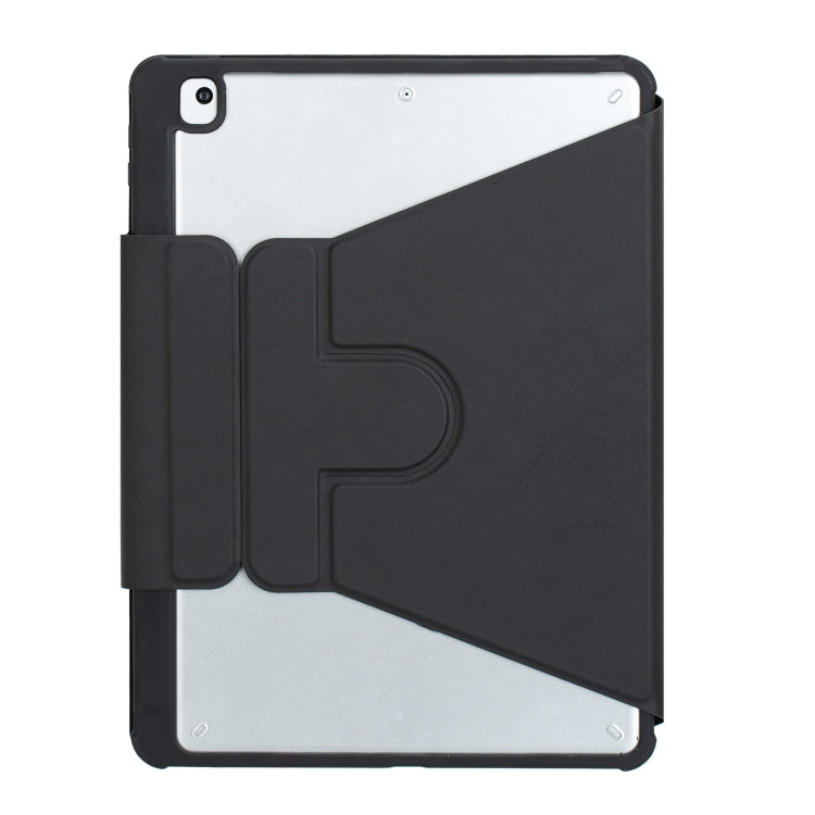 For iPad 11 2025 / 10th Gen 10.9 2022 F10B-A 360 Rotation Acrylic Transparent Bluetooth Keyboard Leather Case With Touch Control(Black)