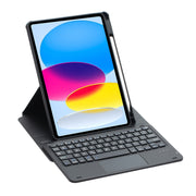 For iPad 11 2025 / 10th Gen 10.9 2022 F10B-A 360 Rotation Acrylic Transparent Bluetooth Keyboard Leather Case With Touch Control(Black)