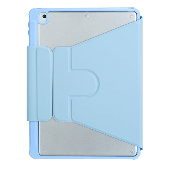 For iPad 10th Gen 10.9 2022 F10B-A 360 Rotation Acrylic Transparent Bluetooth Keyboard Leather Case With Touch Control(Blue)