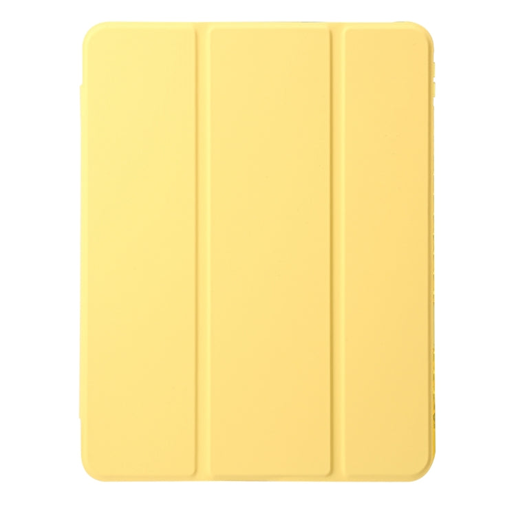 For iPad 2025 / 2022 Clear Acrylic 3-Fold Leather Tablet Case(Yellow)