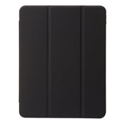 For iPad Pro 13 2024 Clear Acrylic 3-Fold Leather Tablet Case(Black)