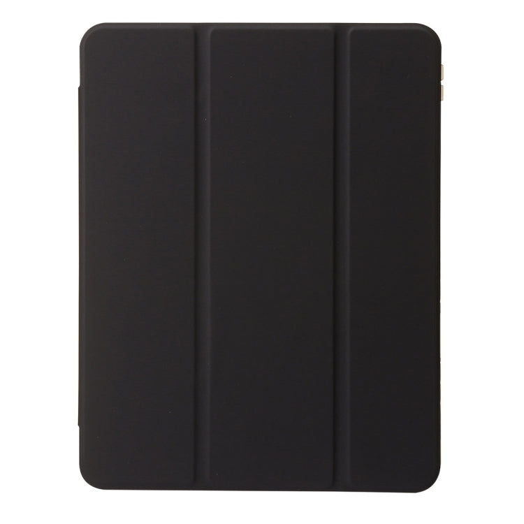 For iPad Pro 13 2024 Clear Acrylic 3-Fold Leather Tablet Case(Black)