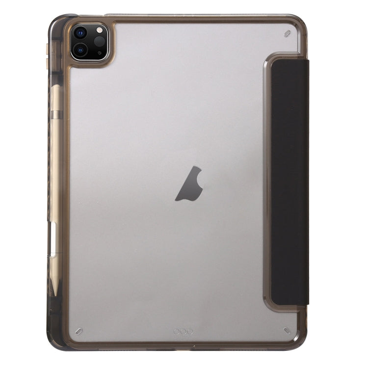 For iPad Pro 13 2024 Clear Acrylic 3-Fold Leather Tablet Case(Black)
