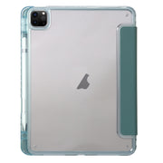 For iPad Pro 13 2024 Clear Acrylic 3-Fold Leather Tablet Case(Dark Green)