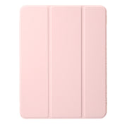 For iPad Pro 13 2024 Clear Acrylic 3-Fold Leather Tablet Case(Pink)