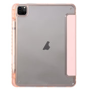 For iPad Pro 13 2024 Clear Acrylic 3-Fold Leather Tablet Case(Pink)