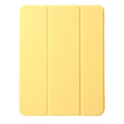 For iPad Pro 13 2024 Clear Acrylic 3-Fold Leather Tablet Case(Yellow)