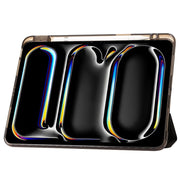 For iPad Air 11 2025 / 2024 Clear Acrylic 3-Fold Leather Tablet Case(Black)