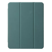 For iPad Air 11 2025 / 2024 Clear Acrylic 3-Fold Leather Tablet Case(Dark Green)