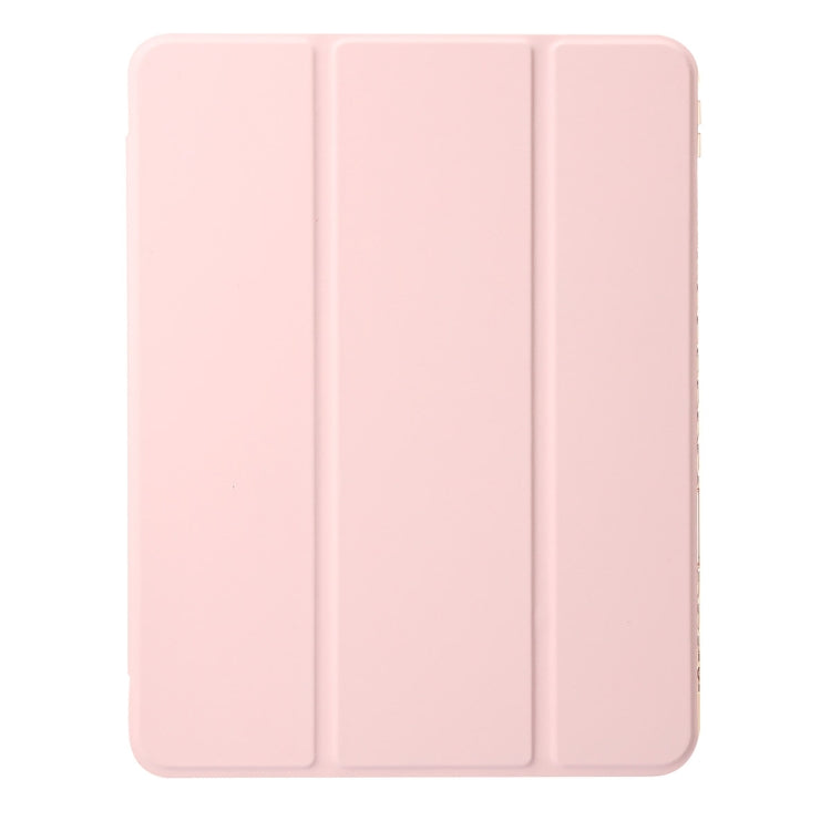 For iPad Air 11 2025 / 2024 Clear Acrylic 3-Fold Leather Tablet Case(Pink)
