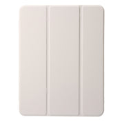 For iPad Air 11 2025 / 2024 Clear Acrylic 3-Fold Leather Tablet Case(Grey)