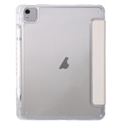 For iPad Air 11 2025 / 2024 Clear Acrylic 3-Fold Leather Tablet Case(Grey)