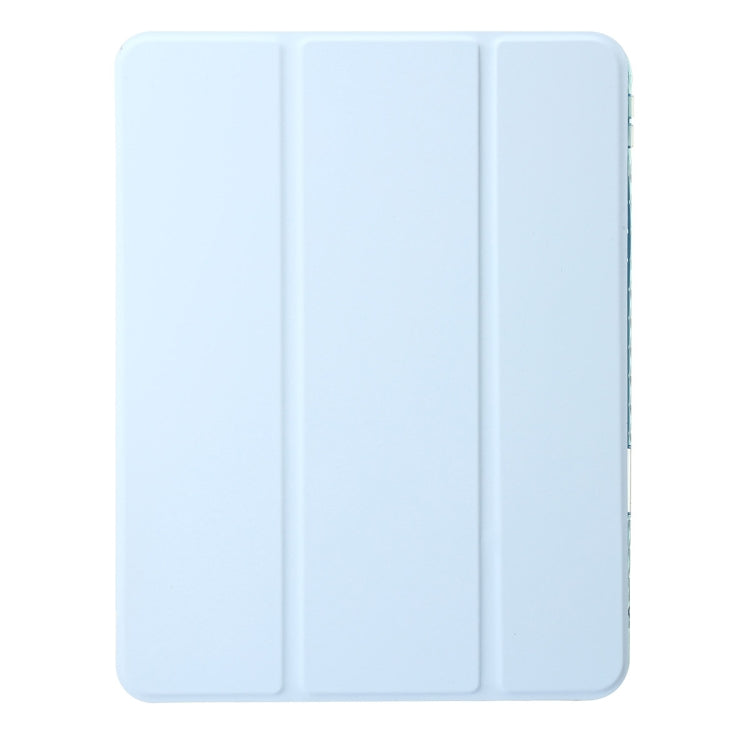 For iPad Air 11 2024 Clear Acrylic 3-Fold Leather Tablet Case(Ice Blue)