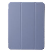 For iPad Air 11 2025 / 2024 Clear Acrylic 3-Fold Leather Tablet Case(Lavender Purple)