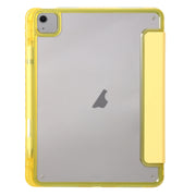 For iPad Air 11 2025 / 2024 Clear Acrylic 3-Fold Leather Tablet Case(Yellow)