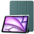 For iPad Air 13 2024 Clear Acrylic 3-Fold Leather Tablet Case(Dark Green) - iPad Air 13 2024 Cases by PMC TechLife | Online Shopping South Africa | PMC TechLife | Buy Now Pay Later Mobicred