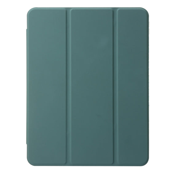 For iPad Air 13 2024 Clear Acrylic 3-Fold Leather Tablet Case(Dark Green)