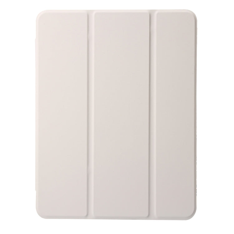 For iPad Air 13 2024 Clear Acrylic 3-Fold Leather Tablet Case(Grey)