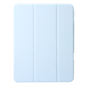 For iPad Air 13 2025 / 2024 Clear Acrylic 3-Fold Leather Tablet Case(Ice Blue)