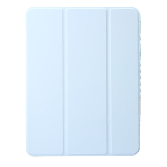 For iPad Air 13 2025 / 2024 Clear Acrylic 3-Fold Leather Tablet Case(Ice Blue)