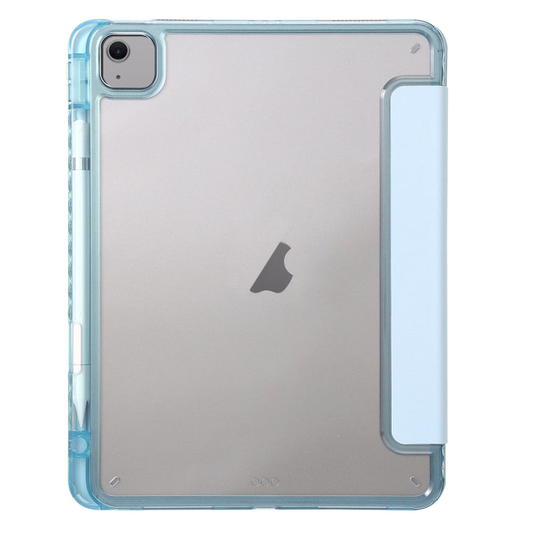For iPad Air 13 2025 / 2024 Clear Acrylic 3-Fold Leather Tablet Case(Ice Blue)