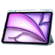 For iPad Air 13 2025 / 2024 Clear Acrylic 3-Fold Leather Tablet Case(Ice Blue)