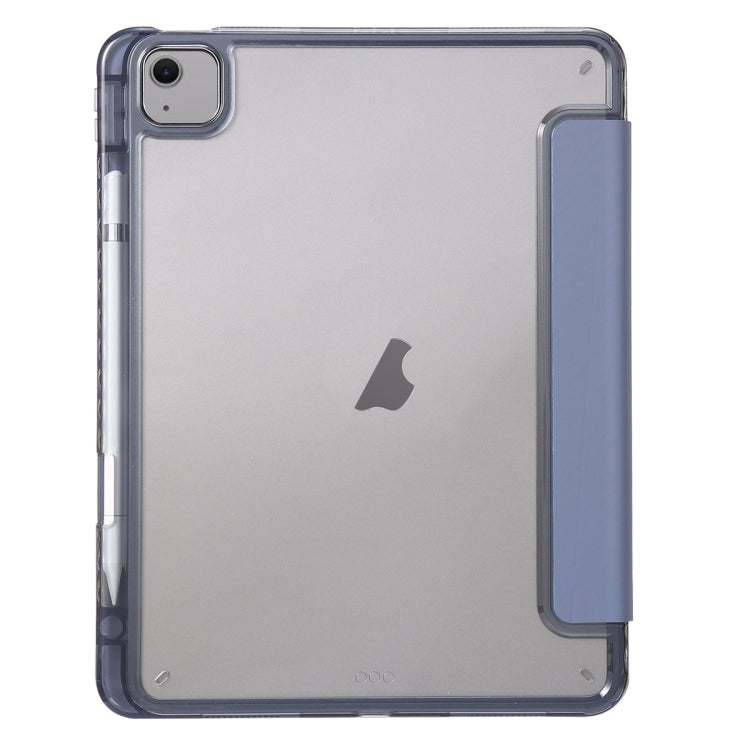 For iPad Air 13 2024 Clear Acrylic 3-Fold Leather Tablet Case(Lavender Purple)
