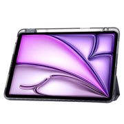 For iPad Air 13 2024 Clear Acrylic 3-Fold Leather Tablet Case(Lavender Purple)