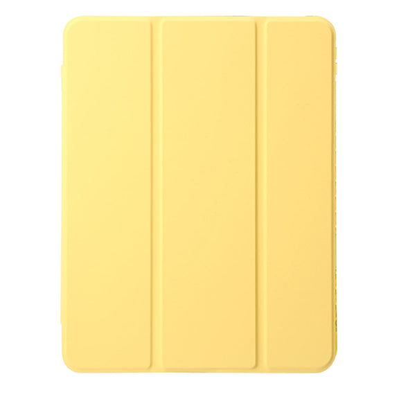 For iPad Air 13 2025 / 2024 Clear Acrylic 3-Fold Leather Tablet Case(Yellow)