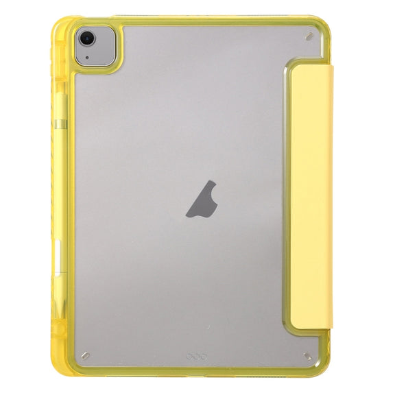 For iPad Air 13 2025 / 2024 Clear Acrylic 3-Fold Leather Tablet Case(Yellow)