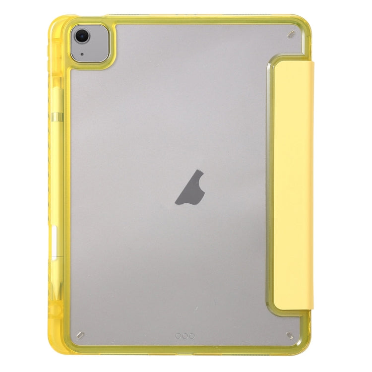 For iPad Air 13 2025 / 2024 Clear Acrylic 3-Fold Leather Tablet Case(Yellow)