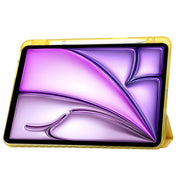 For iPad Air 13 2025 / 2024 Clear Acrylic 3-Fold Leather Tablet Case(Yellow)