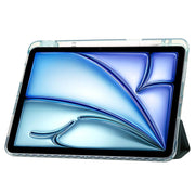 For iPad Pro 11 2024 Clear Acrylic 3-Fold Leather Tablet Case(Dark Green)