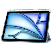 For iPad Pro 11 2024 Clear Acrylic 3-Fold Leather Tablet Case(Ice Blue)