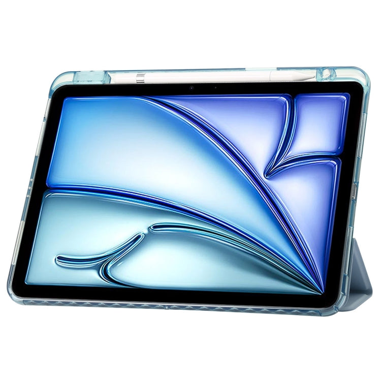 For iPad Pro 11 2024 Clear Acrylic 3-Fold Leather Tablet Case(Ice Blue)
