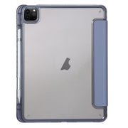 For iPad Pro 11 2024 Clear Acrylic 3-Fold Leather Tablet Case(Lavender Purple)