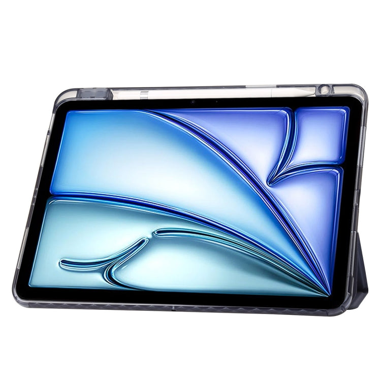 For iPad Pro 11 2024 Clear Acrylic 3-Fold Leather Tablet Case(Lavender Purple)