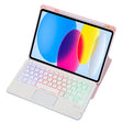 For iPad 10th Gen 10.9 2022 F10B-AS 360 Rotation Acrylic Transparent Bluetooth Keyboard Leather Case With Touch Control / Backlight(Pink) - Universal by PMC TechLife | Online Shopping South Africa | PMC TechLife