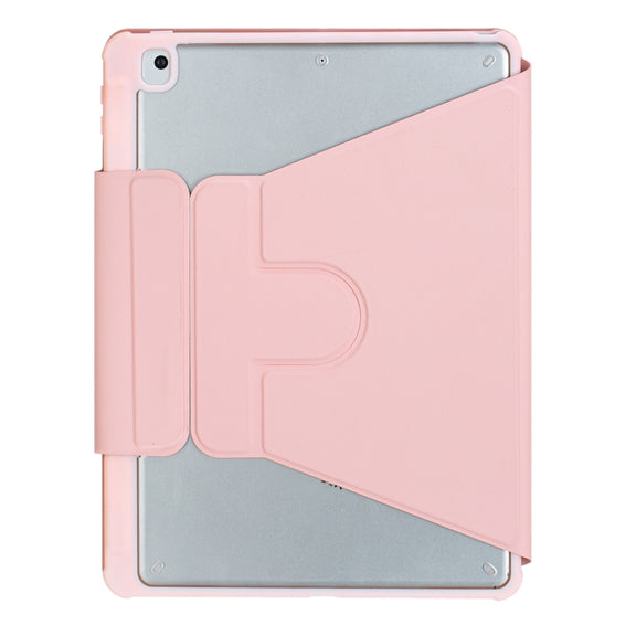 For iPad 10th Gen 10.9 2022 F10B-AS 360 Rotation Acrylic Transparent Bluetooth Keyboard Leather Case With Touch Control / Backlight(Pink)
