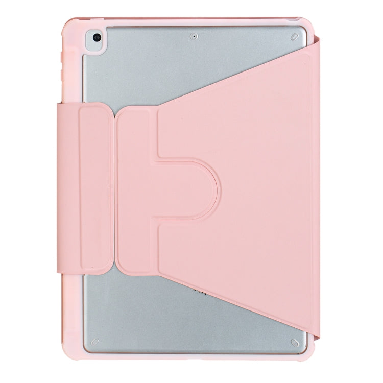 For iPad 10th Gen 10.9 2022 F10B-AS 360 Rotation Acrylic Transparent Bluetooth Keyboard Leather Case With Touch Control / Backlight(Pink)