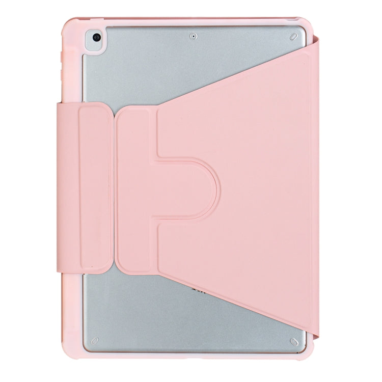 For iPad 10th Gen 10.9 2022 F10BS 360 Rotation Acrylic Transparent Bluetooth Keyboard Leather Case With Backlight(Pink)