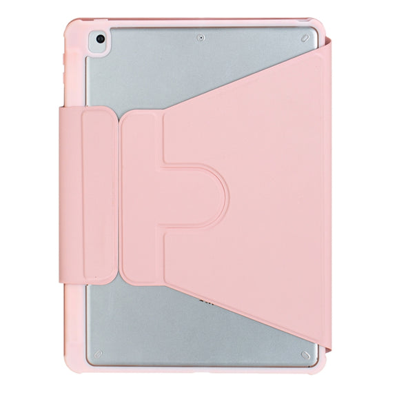 For iPad 10th Gen 10.9 2022 F10BS 360 Rotation Acrylic Transparent Bluetooth Keyboard Leather Case With Backlight(Pink)