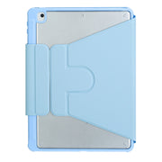 For iPad 10th Gen 10.9 2022 F10BS 360 Rotation Acrylic Transparent Bluetooth Keyboard Leather Case With Backlight(Blue)