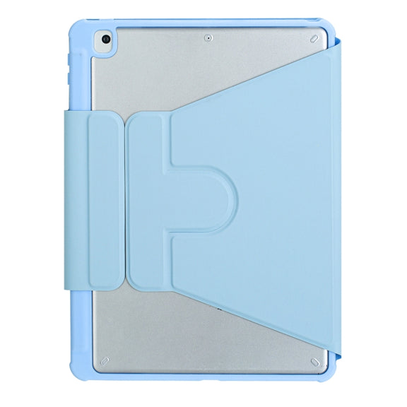 For iPad 10th Gen 10.9 2022 F10BS 360 Rotation Acrylic Transparent Bluetooth Keyboard Leather Case With Backlight(Blue)