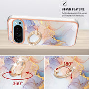 For Google Pixel 9 Pro XL Electroplating IMD TPU Phone Case with Ring(White Marble)