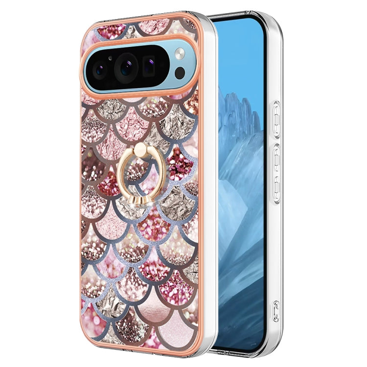 For Google Pixel 9 / 9 Pro Electroplating IMD TPU Phone Case with Ring(Pink Scales)