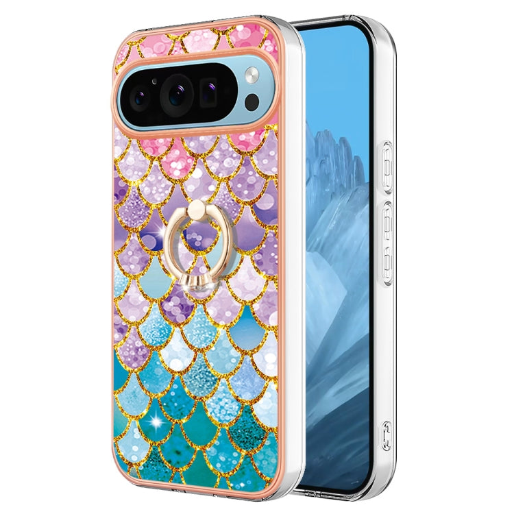 For Google Pixel 9 / 9 Pro Electroplating IMD TPU Phone Case with Ring(Colorful Scales)