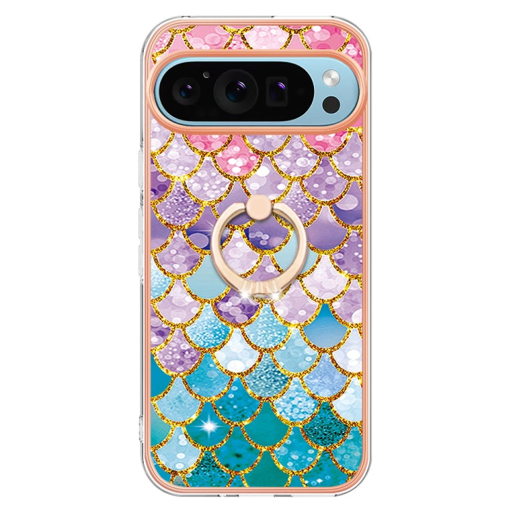 For Google Pixel 9 / 9 Pro Electroplating IMD TPU Phone Case with Ring(Colorful Scales)