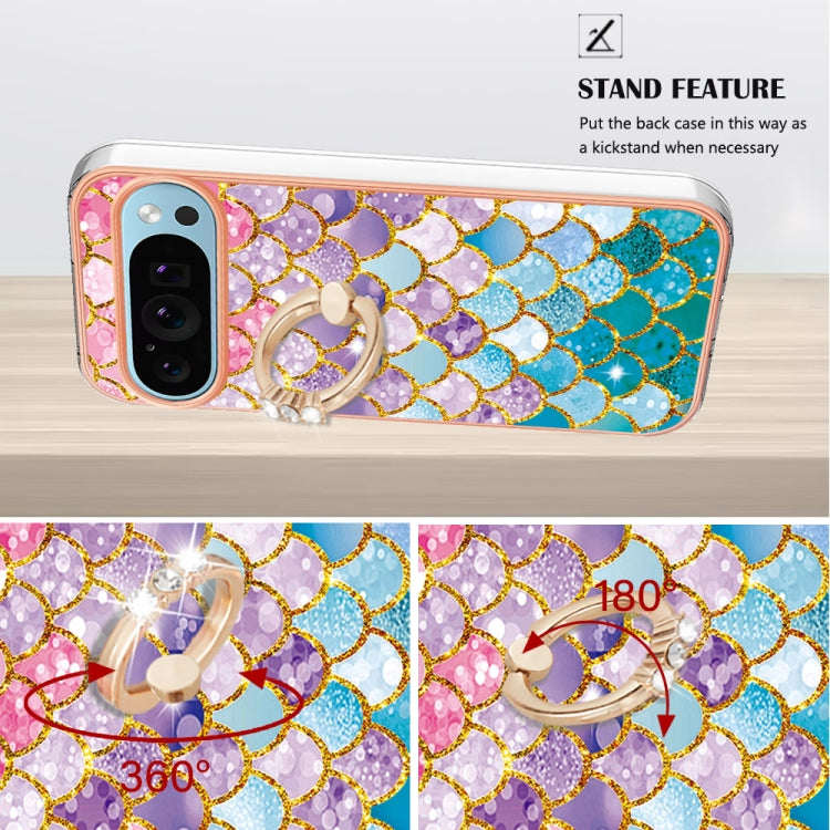 For Google Pixel 9 / 9 Pro Electroplating IMD TPU Phone Case with Ring(Colorful Scales)